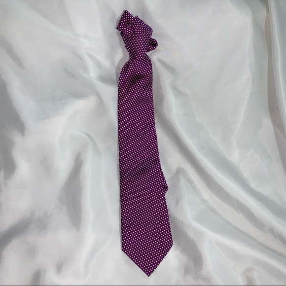 👋🏾SOLD👋🏾TOM FORD purple SILK TWILL necktie with white SWISS DOT embroidery - Picture 8 of 8